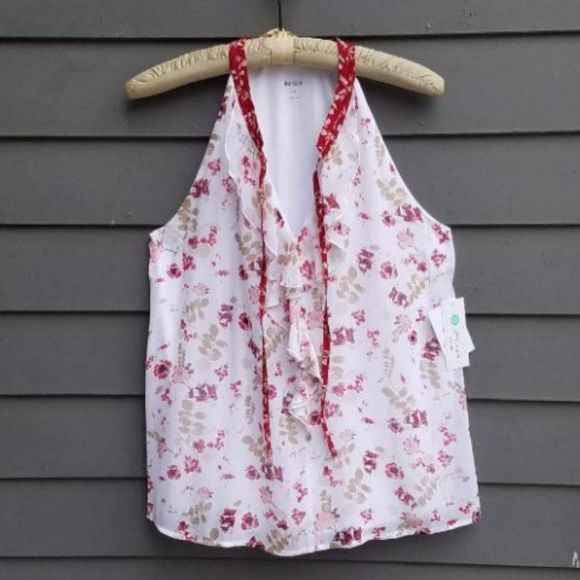Kensie Floral Sheer Lined NWT Rose/White Blouse size Medium - Picture 4 of 10